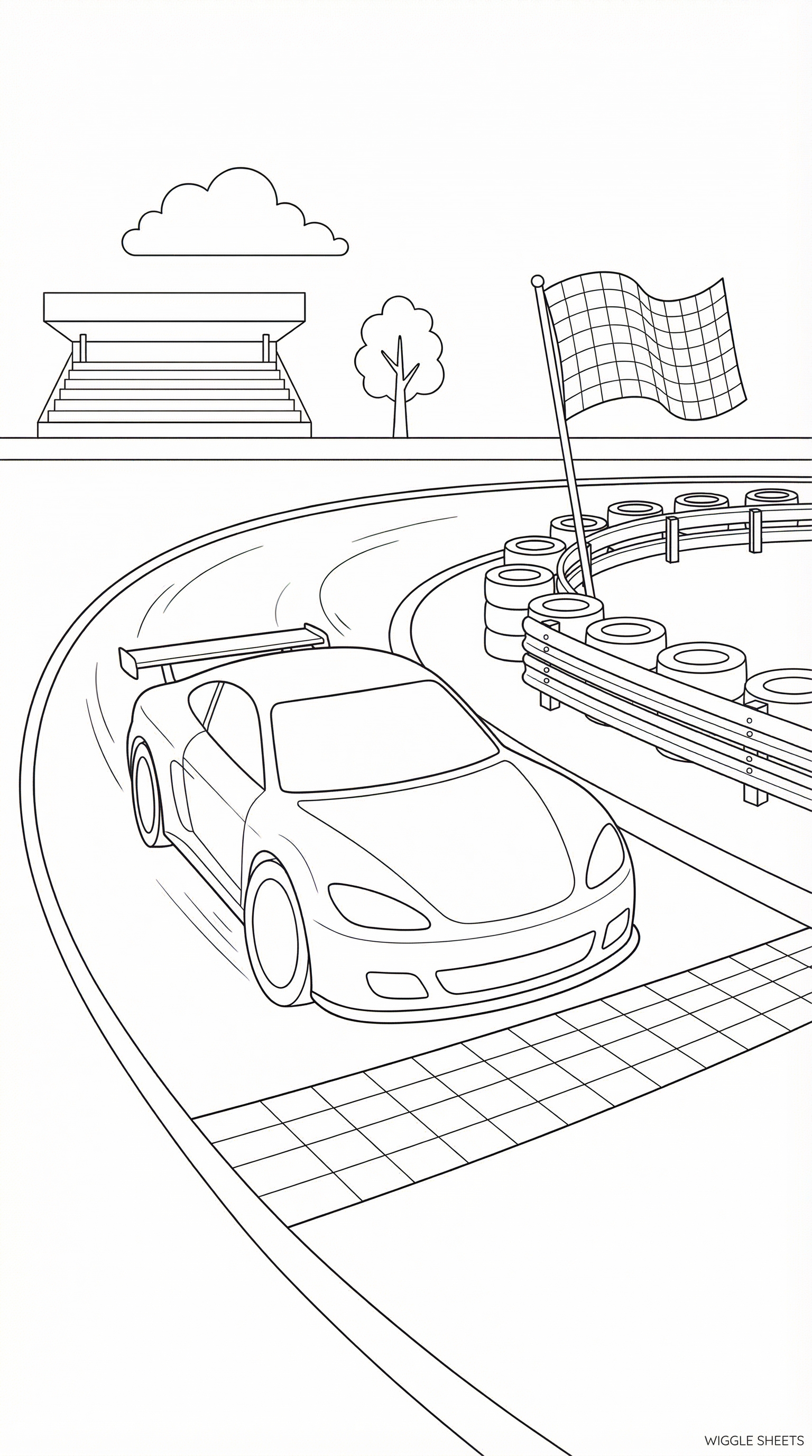Race Track Car Coloring Page